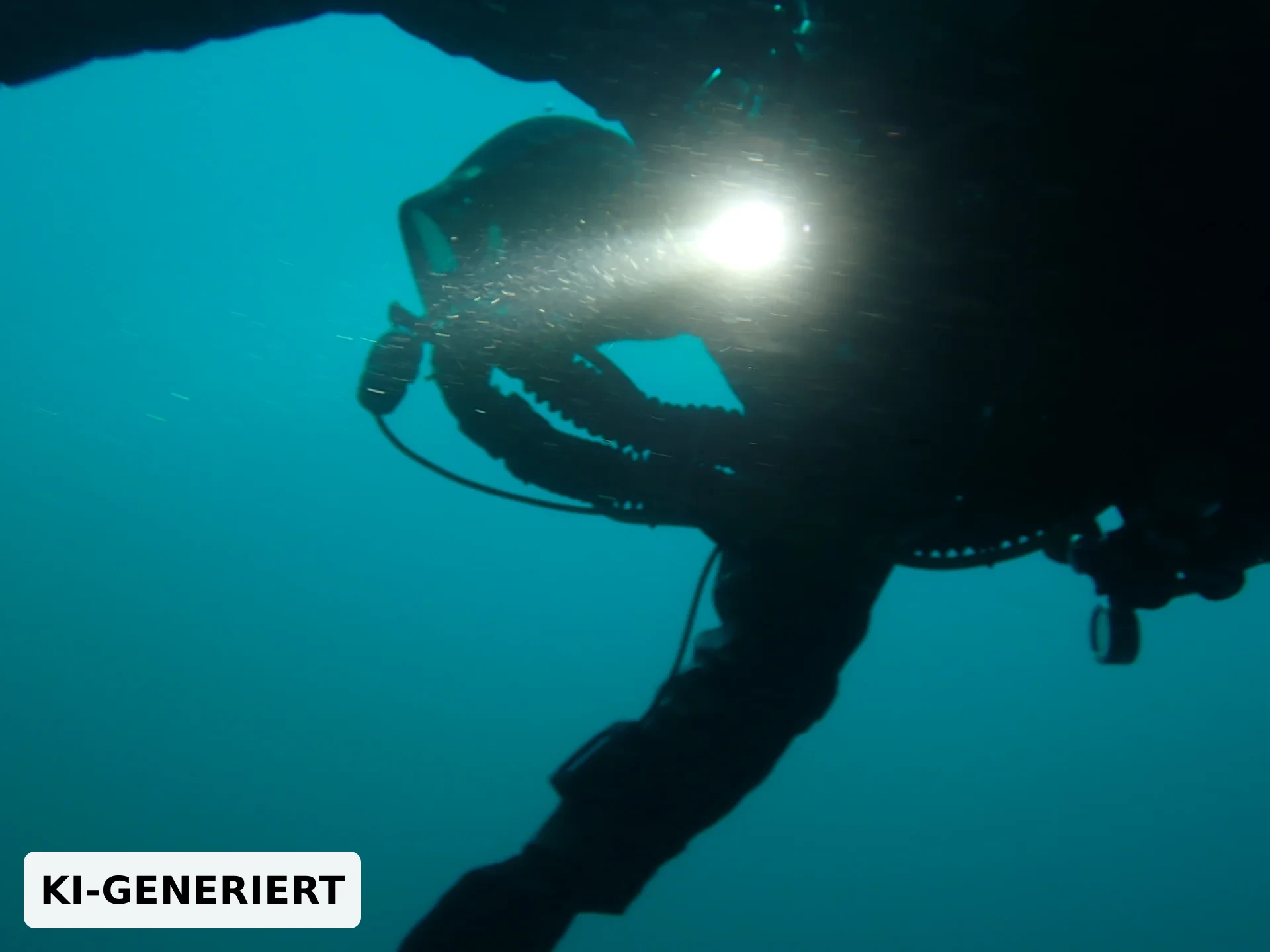 Fortgeschrittener Taucher navigiert in der Tiefe